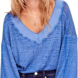 Free People Southside Thermal Pullover BLUE